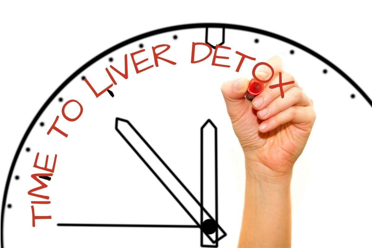 Liver detox timeline represented by clock