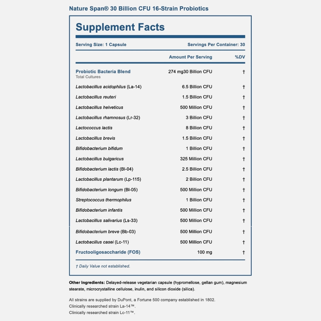 30 Billion CFU 16-Strain Probiotics