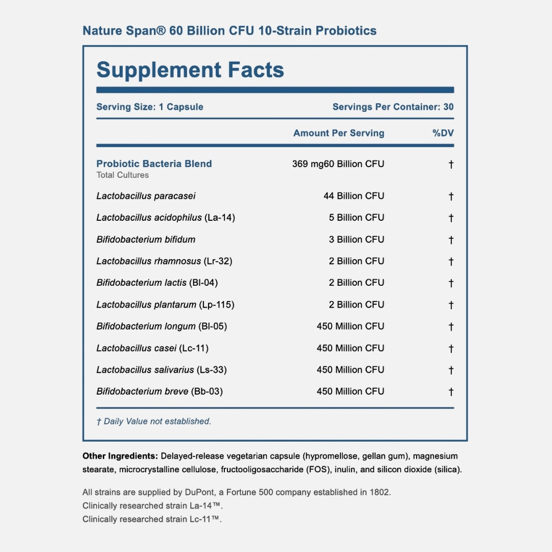 60 Billion CFU 10-Strain Probiotics