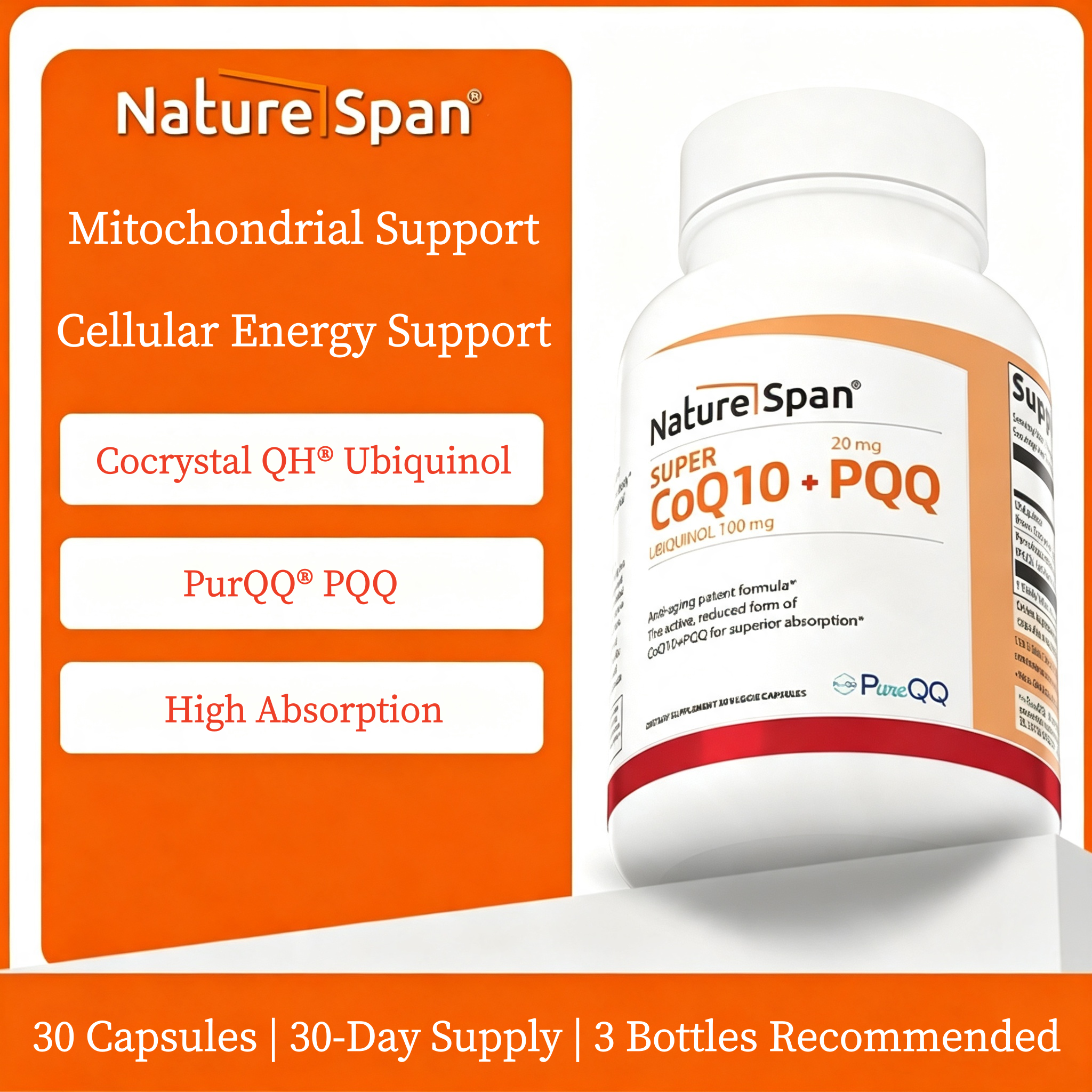 Super CoQ10 Ubiquinol 100 mg with PQQ 20 mg