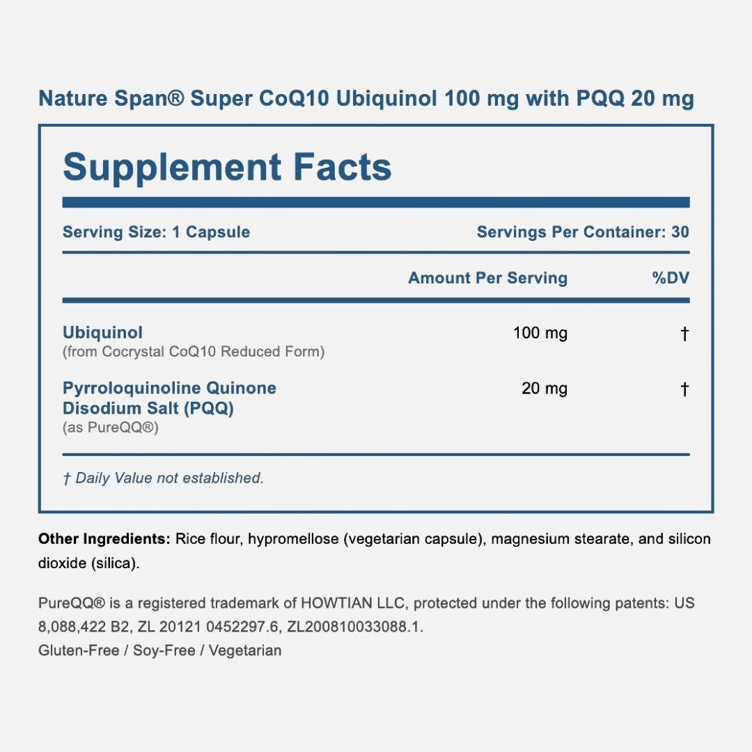 Super CoQ10 Ubiquinol 100 mg with PQQ 20 mg