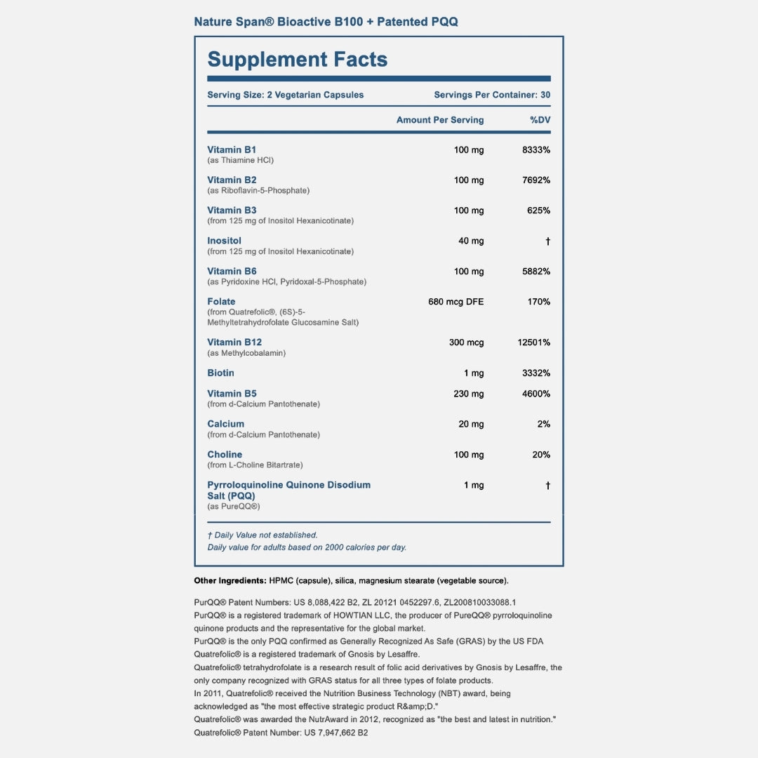 Bioactive B100 + Patented PQQ