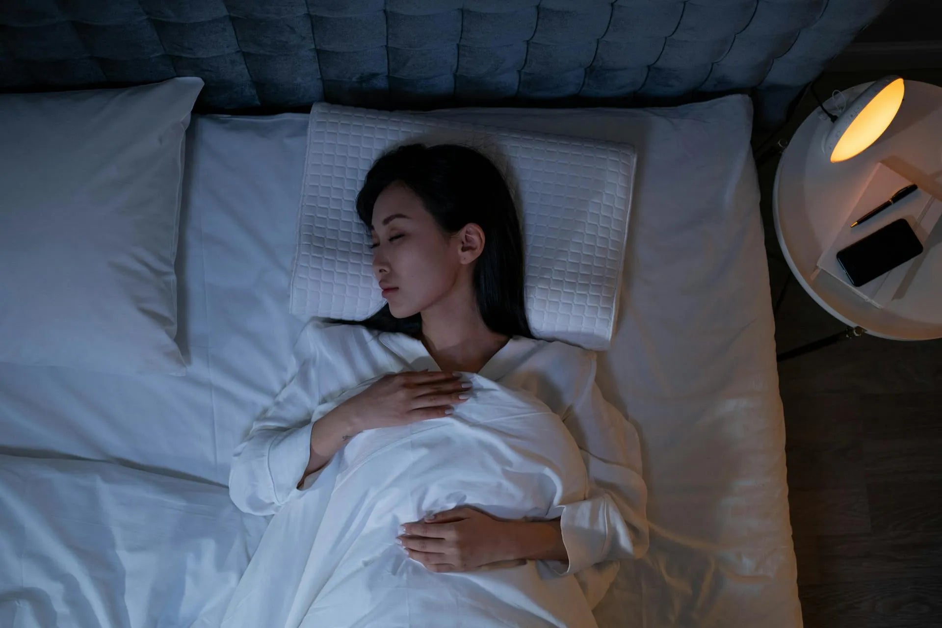A woman sleeping soundly at night