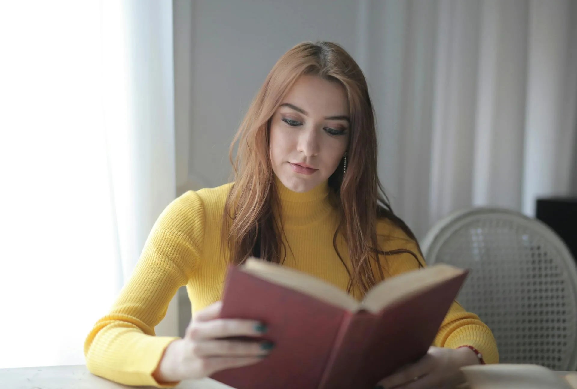 a woman reading a book