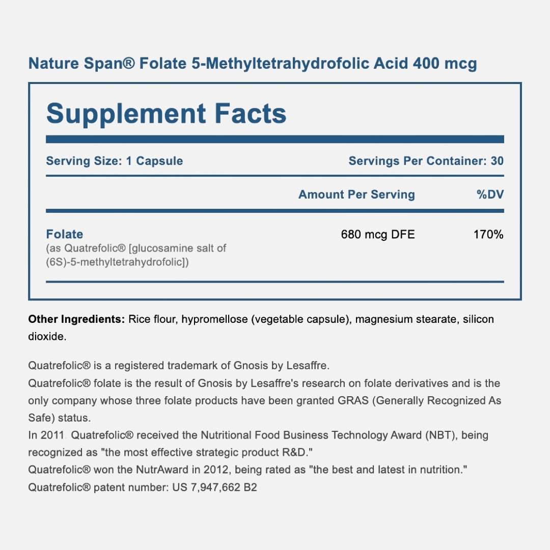 Folate [6S]-5-Methyltetrahydrofolic Acid 400 mcg