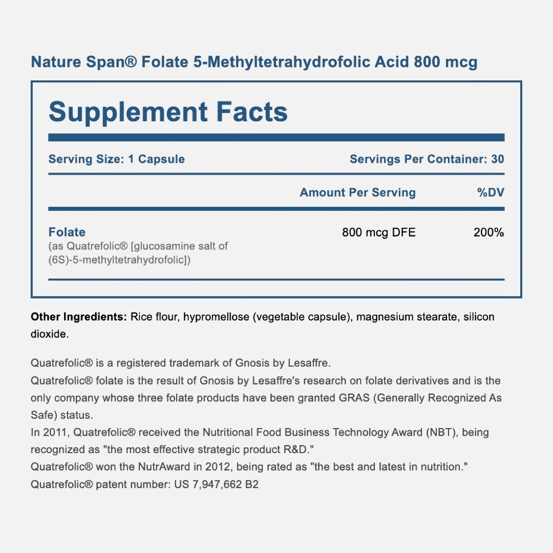 Folate [6S]-5-Methyltetrahydrofolic Acid 800 mcg