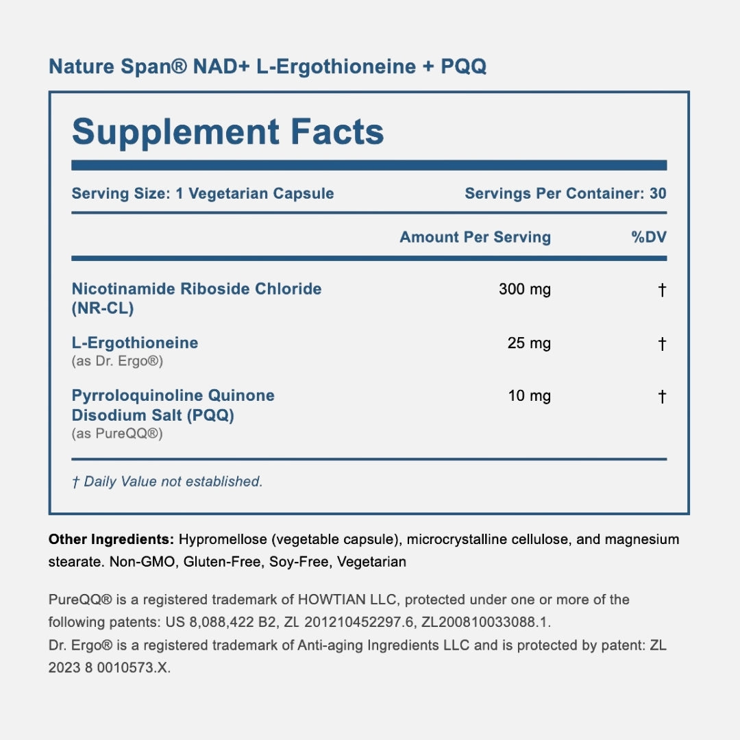 NAD+ L-Ergothioneine + PQQ
