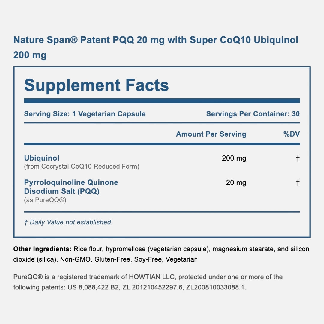 Patent PQQ 20 mg with Super CoQ10 Ubiquinol 200 mg